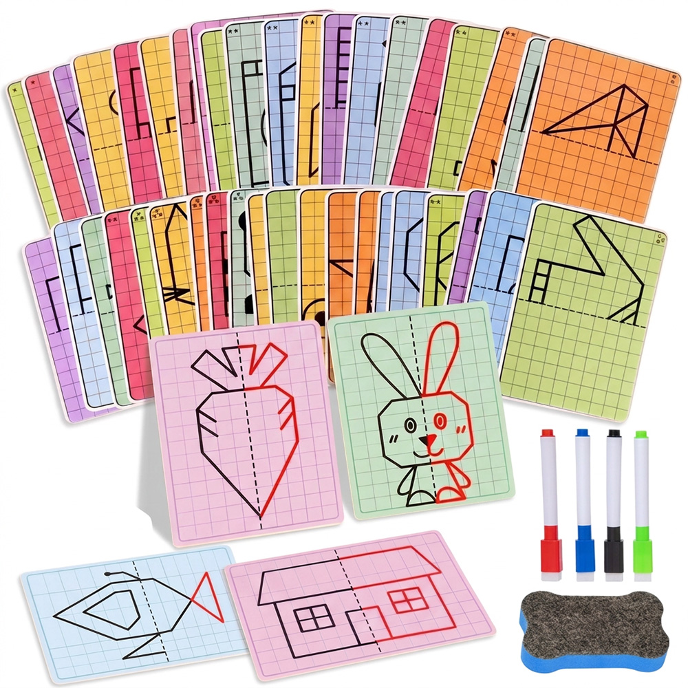 Kids Educational Workbooks - 어린이 체크무늬 대칭 그림 장난감 30페이지