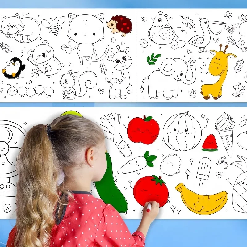 Kids Educational Workbooks - 어린이 색칠 종이 롤 스티커 DIY