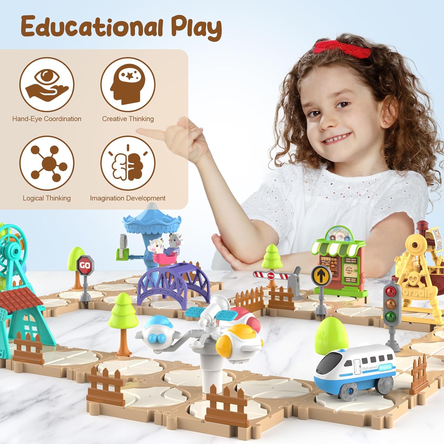 DIY 퍼즐 트랙 자동차 세트 조립 장면 레일 기차 학 - Kids Education Board 리뷰 및 가격