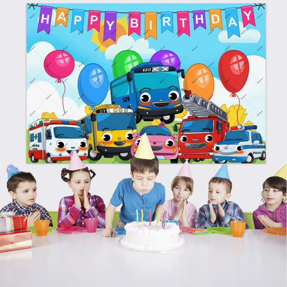 만화 애니메이션 작은 버스 키즈 1 생일 축하 파티 용 - Background For Kids Education 리뷰 및 가격