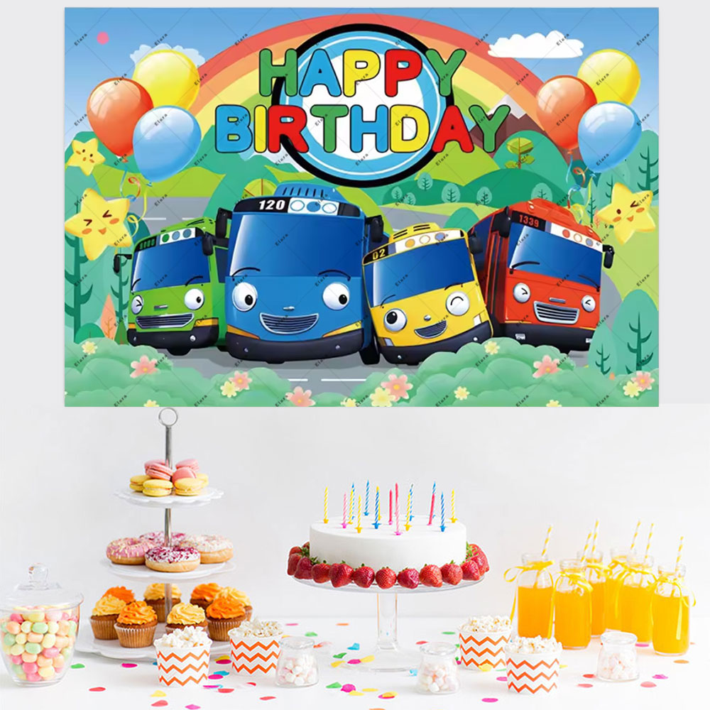 만화 애니메이션 작은 버스 키즈 1 생일 축하 파티 용 - Background For Kids Education 리뷰 및 가격