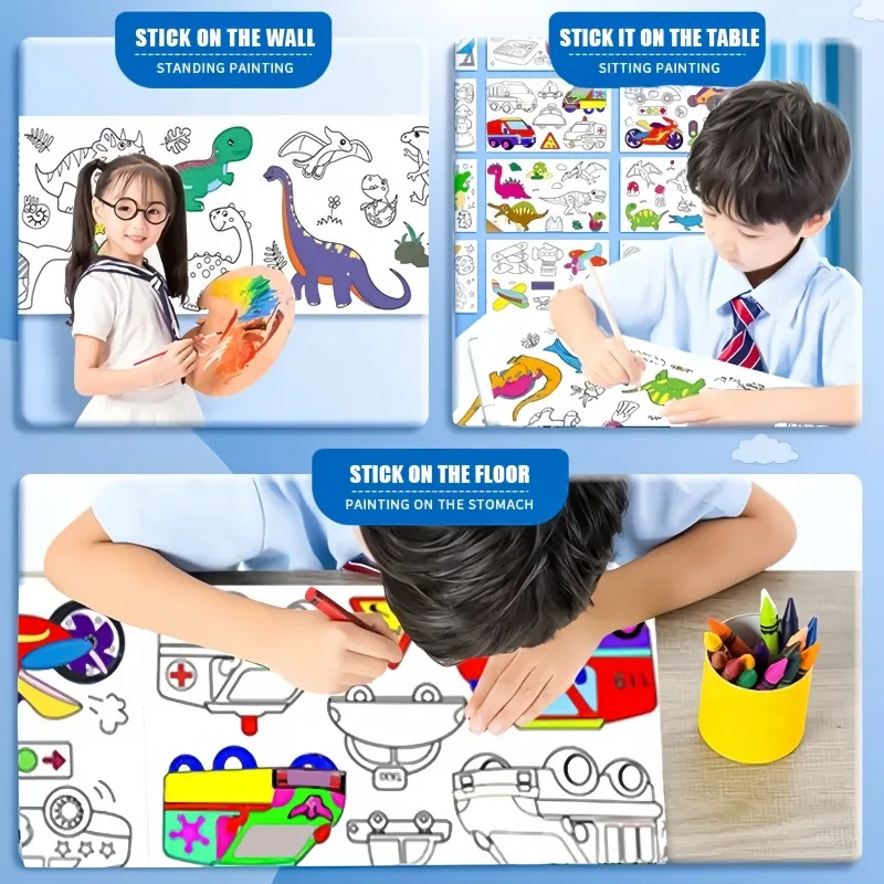 어린이 색칠 종이 롤 스티커 DIY 벽 바닥 그림 색상 - Kids Educational Workbooks 리뷰 및 가격