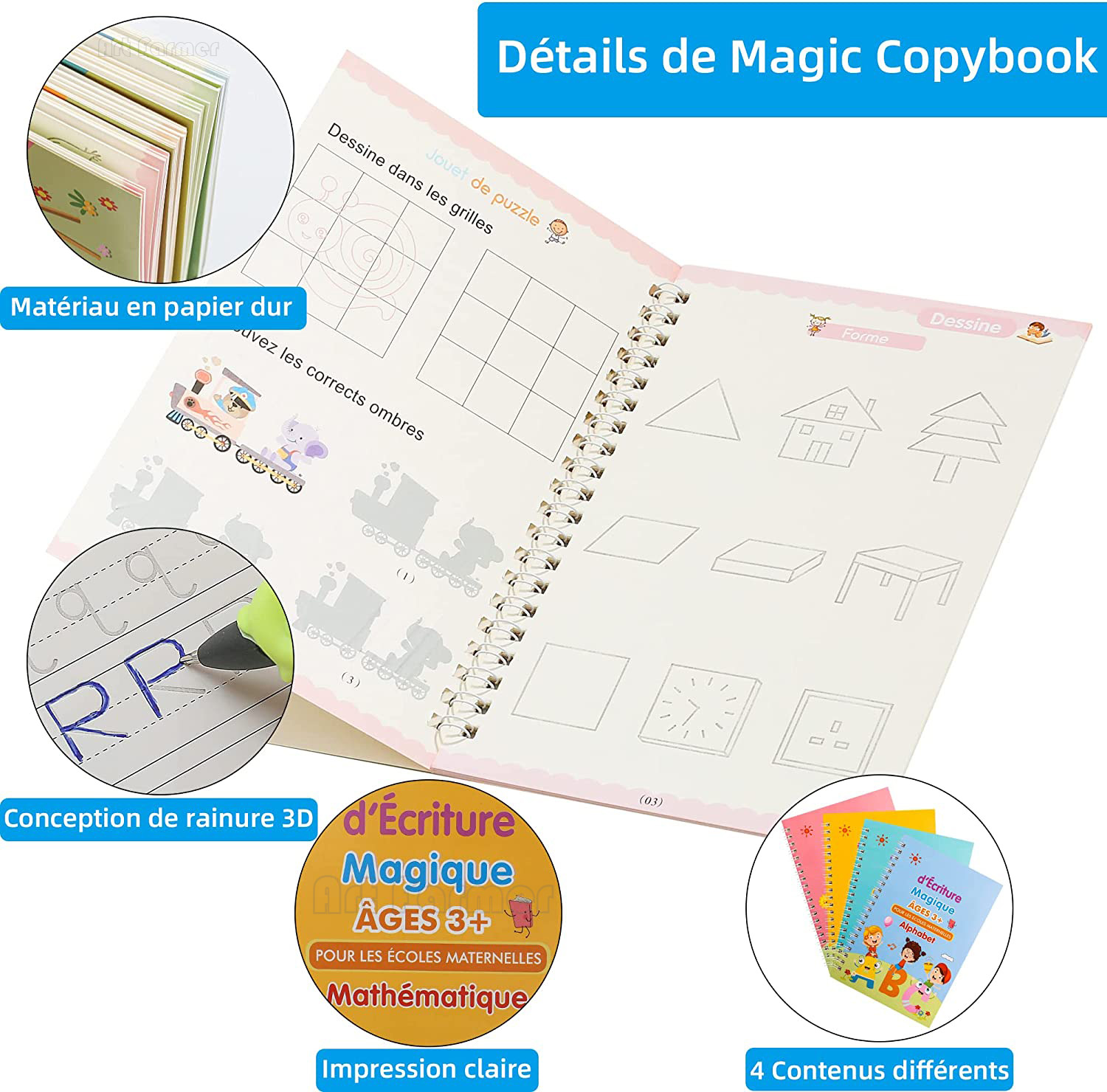 매직 프랑스어 복사 도서 그루브 연습 카피 북 어린이  - Kids Educational Workbooks 리뷰 및 가격